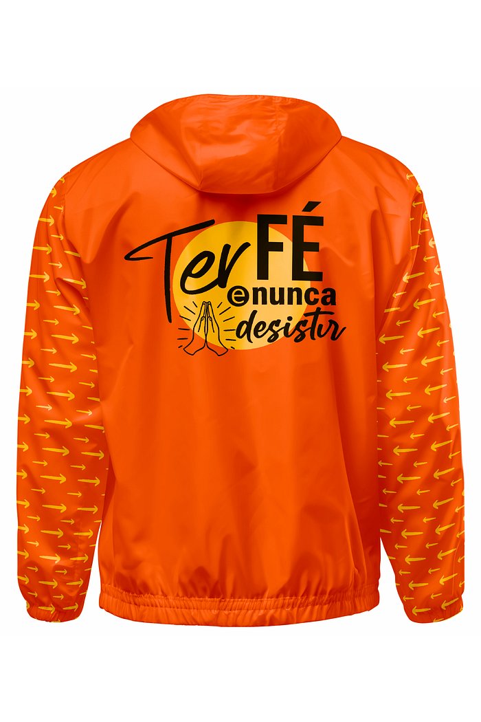 Corta Vento com Capuz Setas Amarelas - Laranja