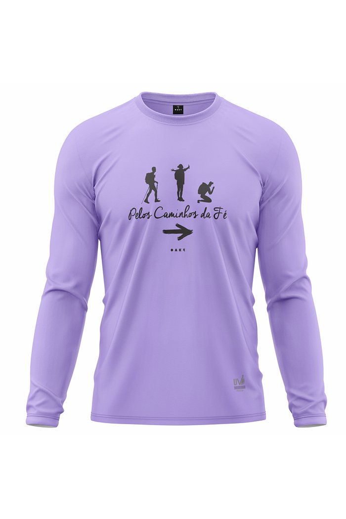 Camiseta Peregrino Manga Longa Poliamida Pelos Caminhos da Fé - Lilás