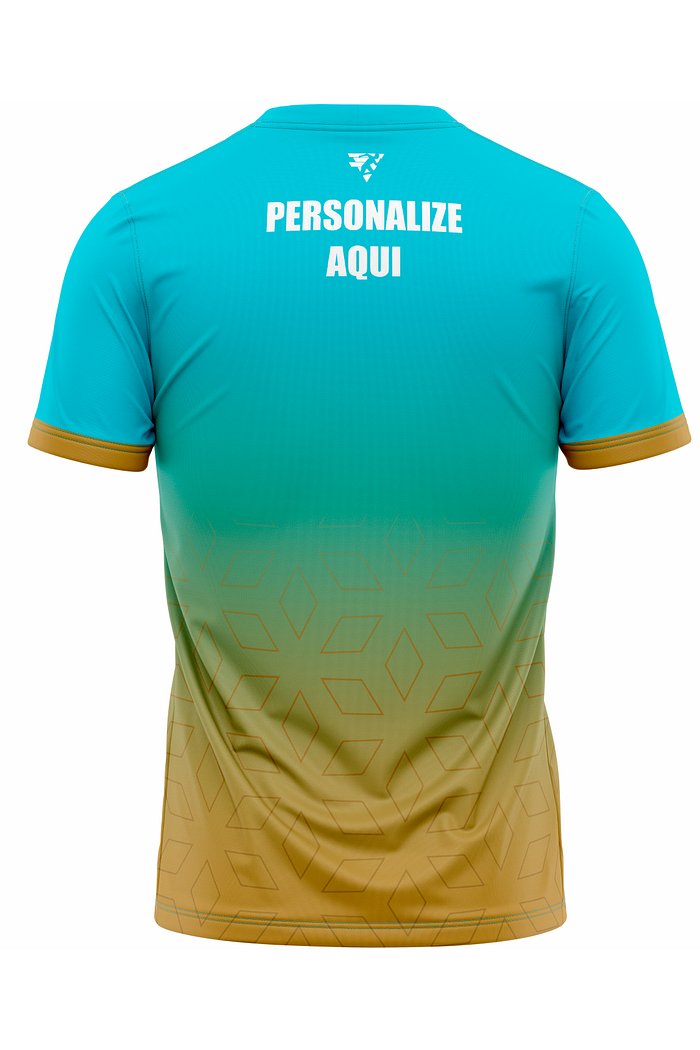 Camiseta de Corrida Modelo Run - Azul e Dourada