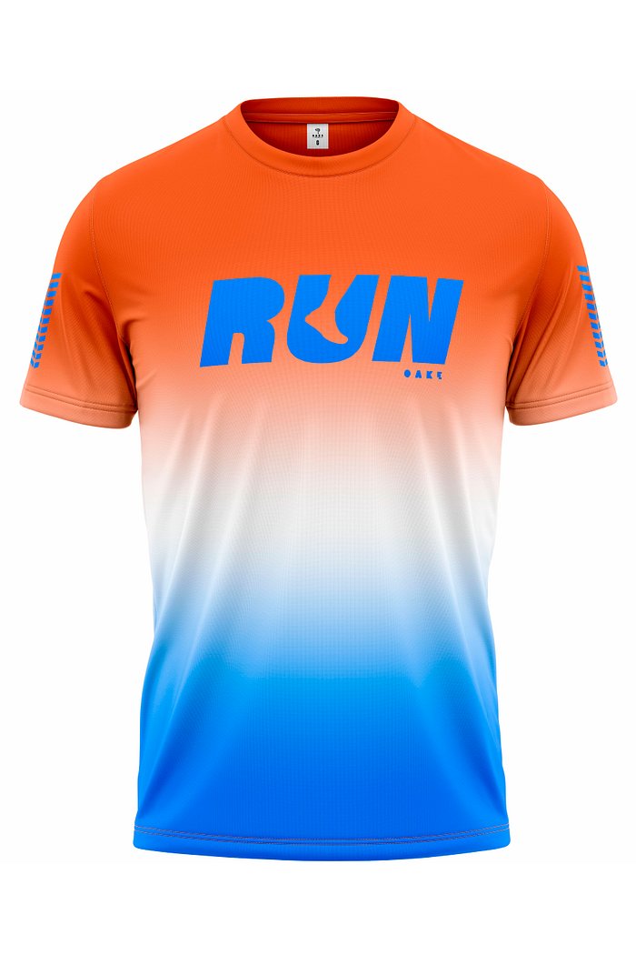 Camiseta de Corrida Modelo Run - Laranja e Azul