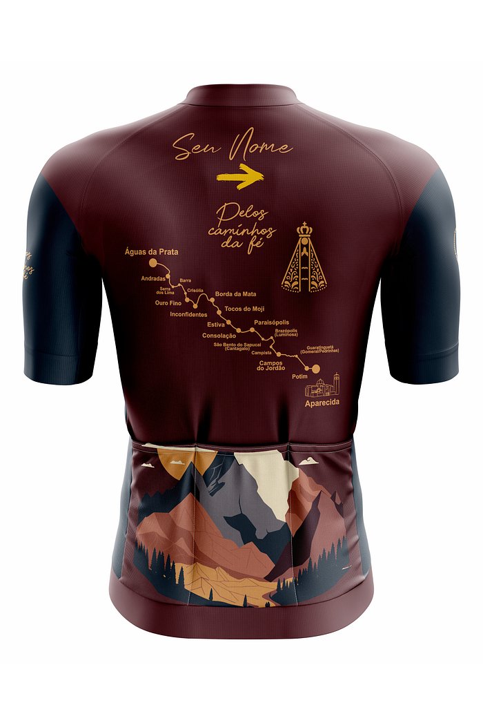 Camisa Ciclismo Modelo Pro - Pelos Caminhos Da Fé - Bordô