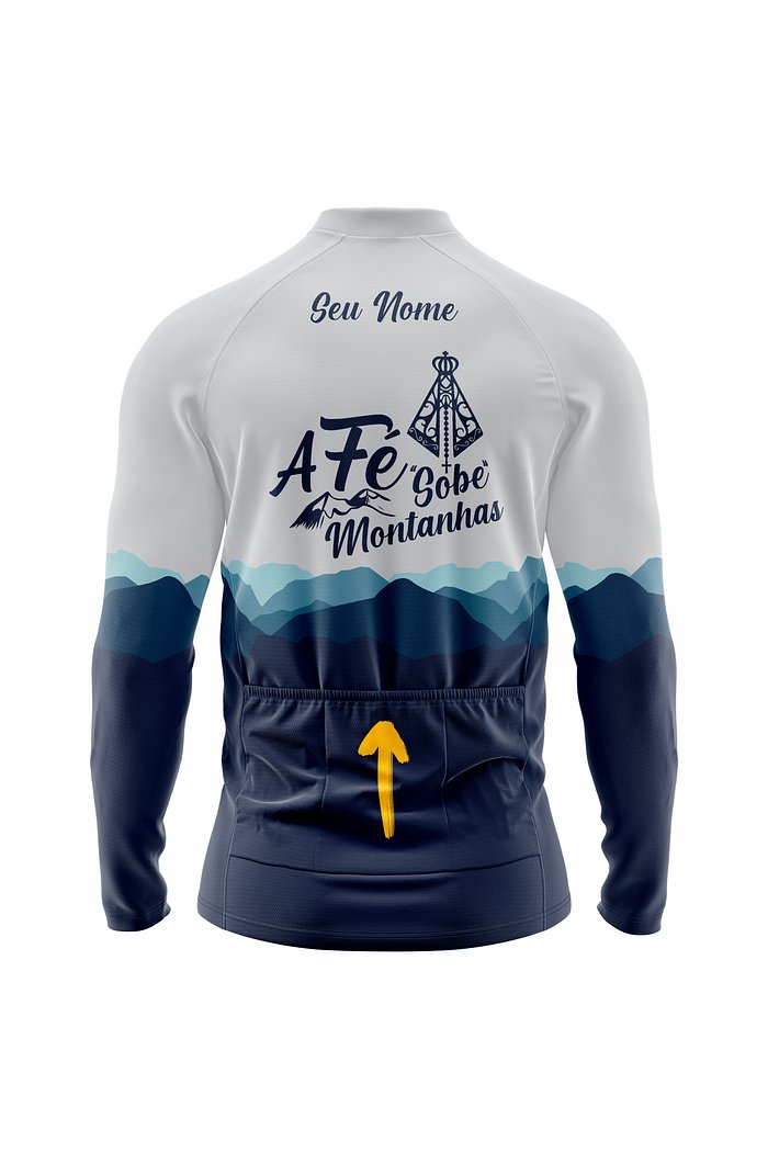 Camisa Ciclismo A Fé Sobe Montanhas - Cinza