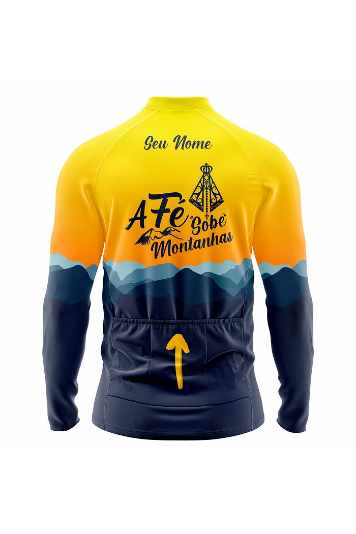 Camisa Ciclismo Modelo A Fé Sobe Montanhas - Amarela
