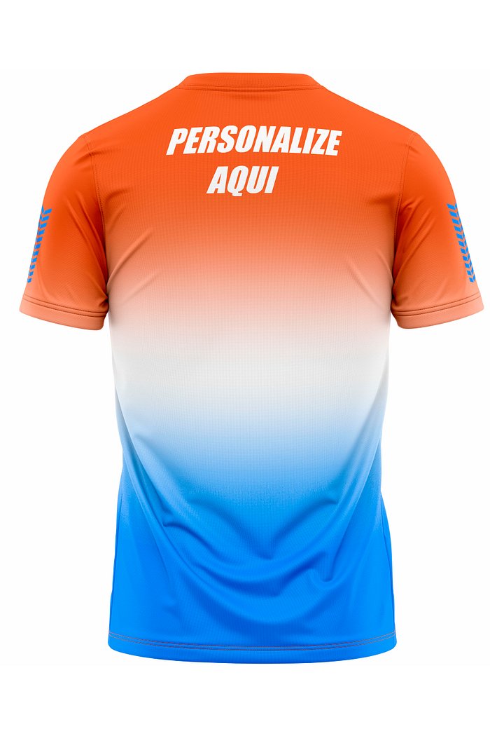 Camiseta de Corrida Modelo Run - Laranja e Azul