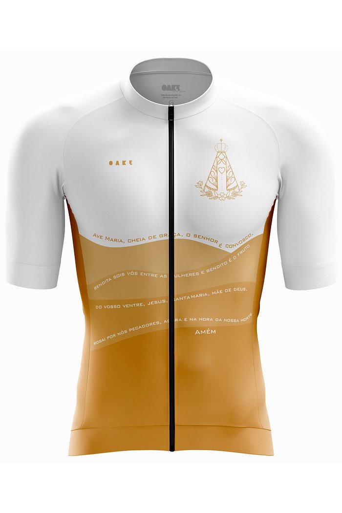 Camisa Ciclismo PRO Orações - Ave Maria Branca e Dourada (2026)