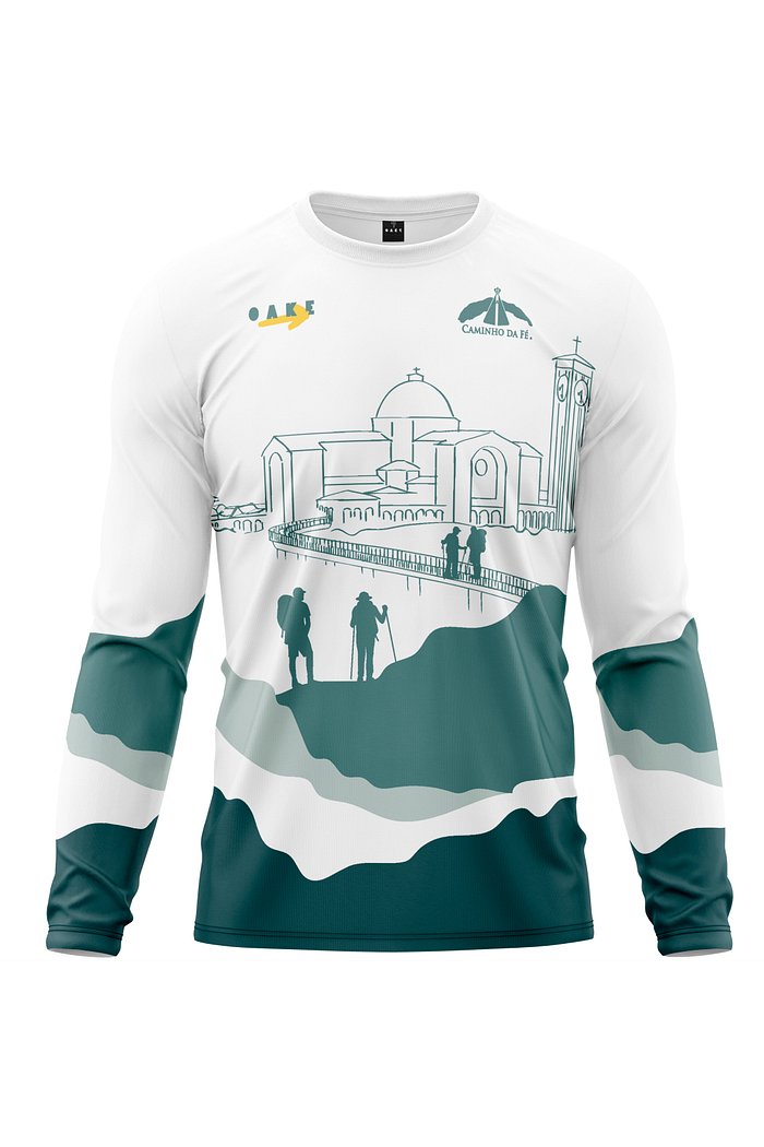 camiseta na cor branca coleção basilica destinada para peregrinos que vão fazer o caminho da fe imagem frontal