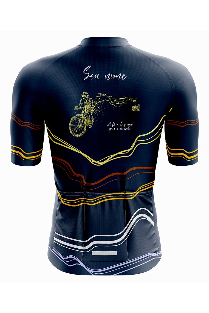 Camisa de ciclismo Colinas – costas com estampa minimalista inspirada em colinas.