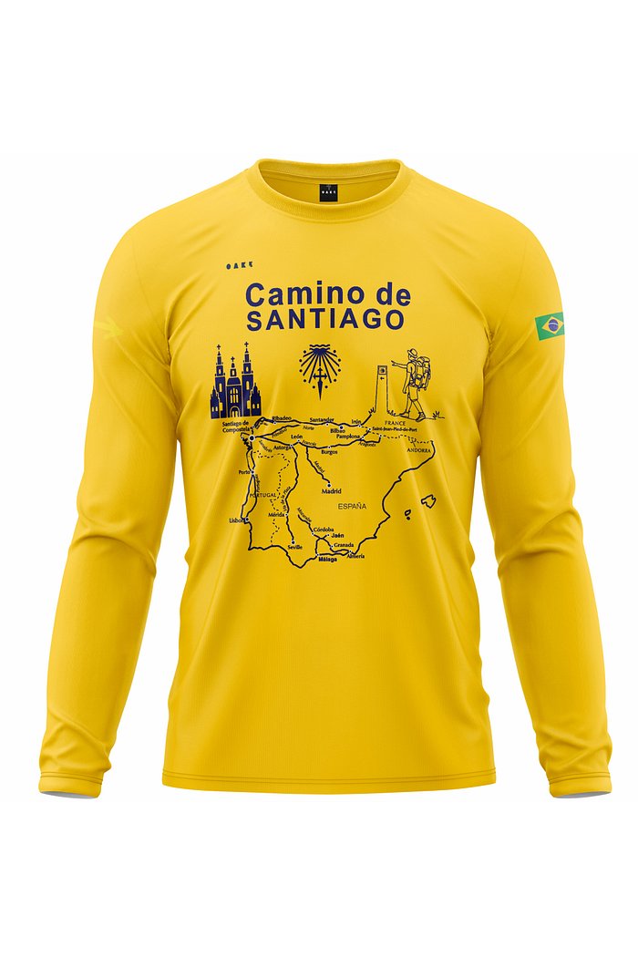 Camiseta Peregrino Santiago Compostela - Buen Camino Amarela