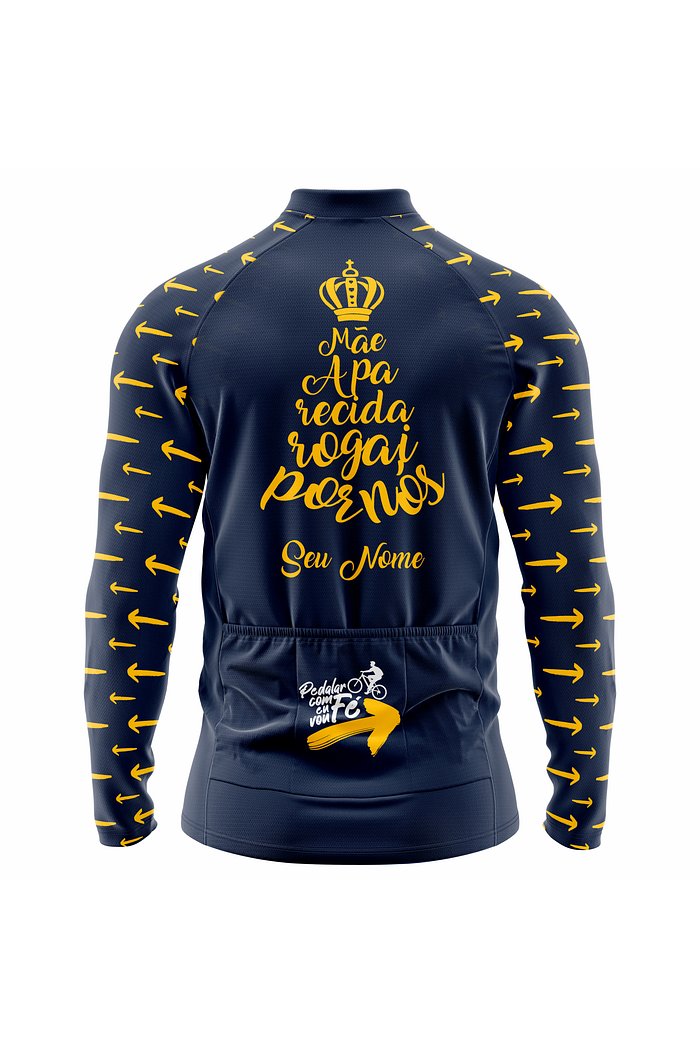 Camisa Ciclismo Pedalar com Fé Eu Vou - Azul Escuro
