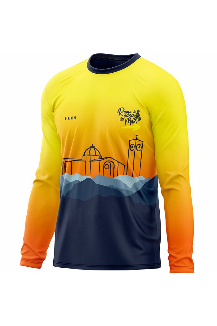 Camiseta Peregrino A Fé Sobe Montanhas - Amarela