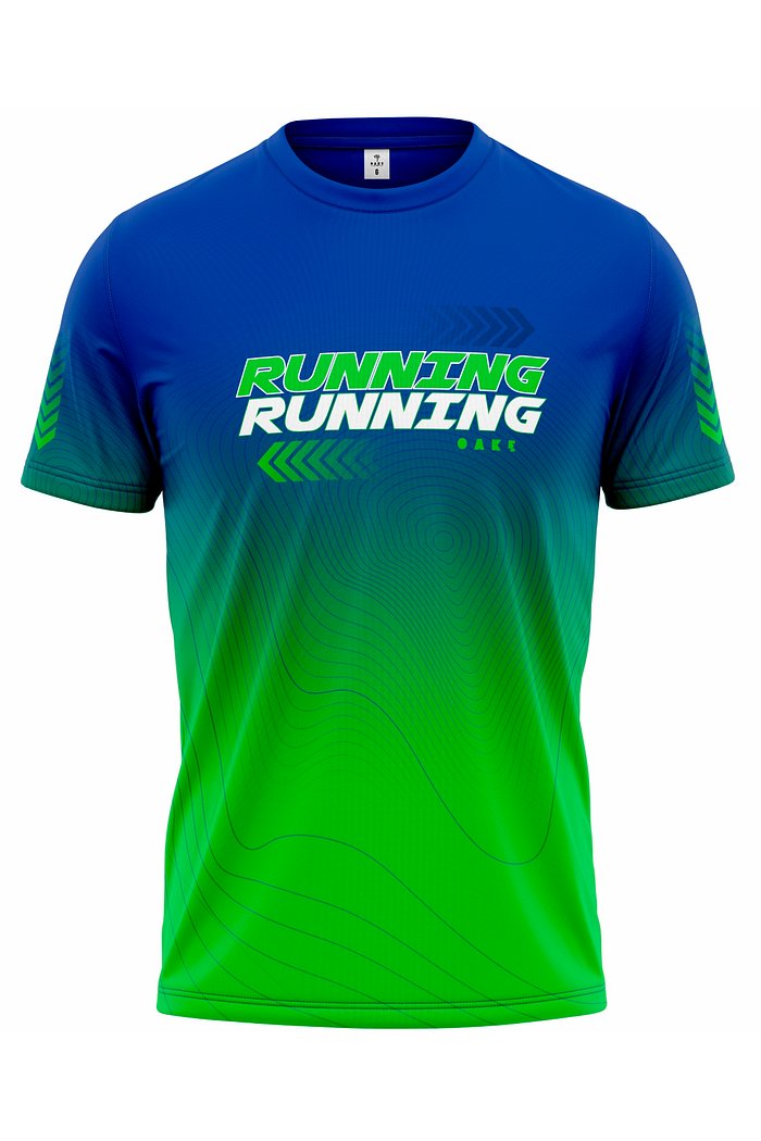 Camiseta de Corrida Modelo Running - Azul e Verde
