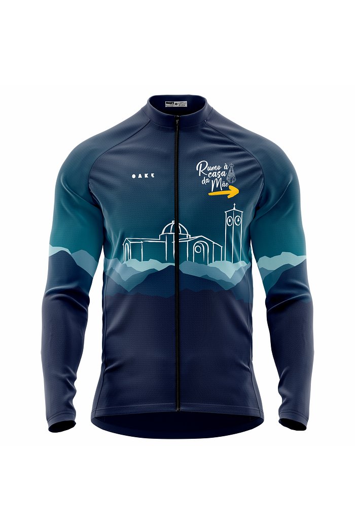 Camisa Ciclismo A Fé Sobe Montanhas - Azul