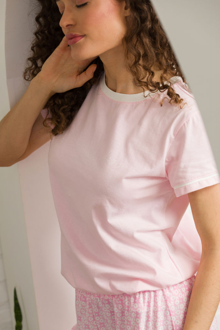 PIJAMA FEMININO MANGA CURTA COM BERMUDA LIBERTY ROSA