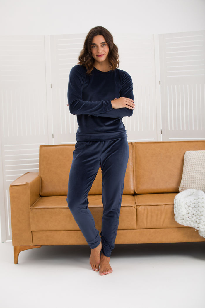 CONJUNTO FEMININO FLEECE LUXO AZUL MARINHO