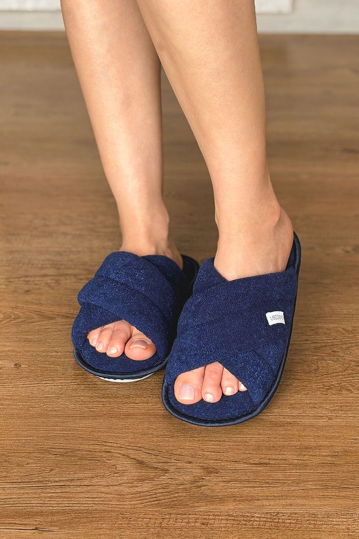 PANTUFA SLIDE TIRA EM X AZUL MARINHO