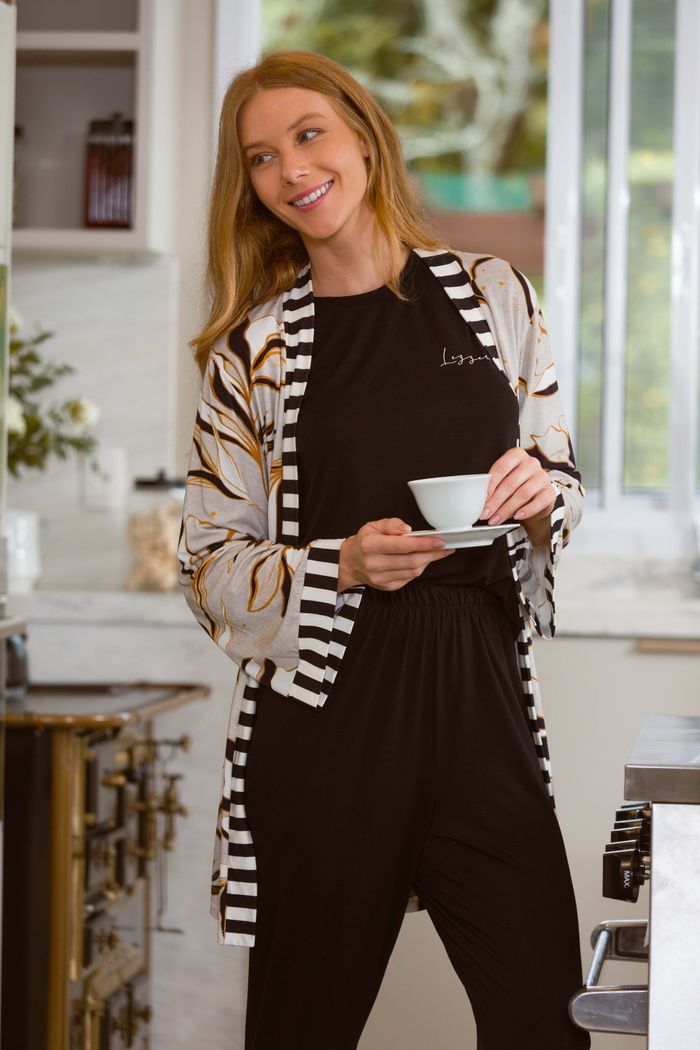 KIMONO ESTAMPADO FOLHAS