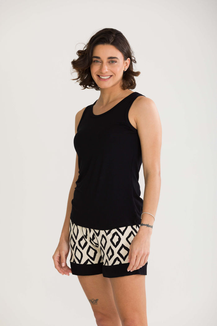 PIJAMA FEMININO REGATA COM SHORTS LOSANGOS