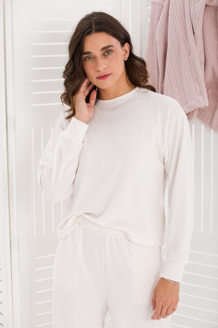 CONJUNTO FEMININO MALHA TRICOT BLUSA AMPLA E CALÇA WIDE OFF