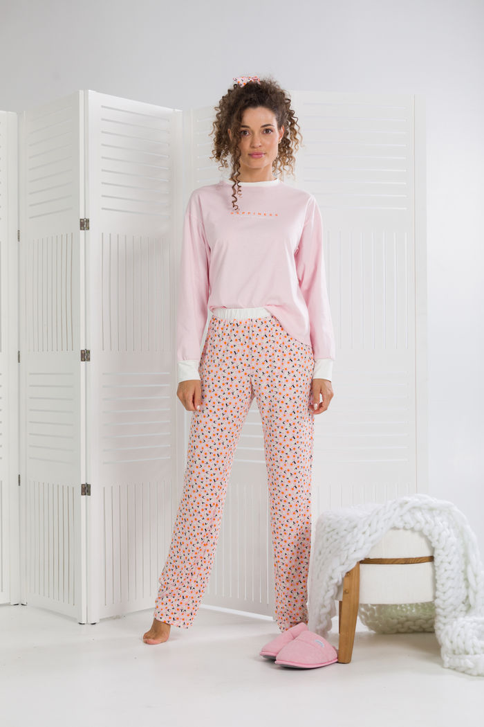 PIJAMA MANGA LONGA HAPINESS ROSA