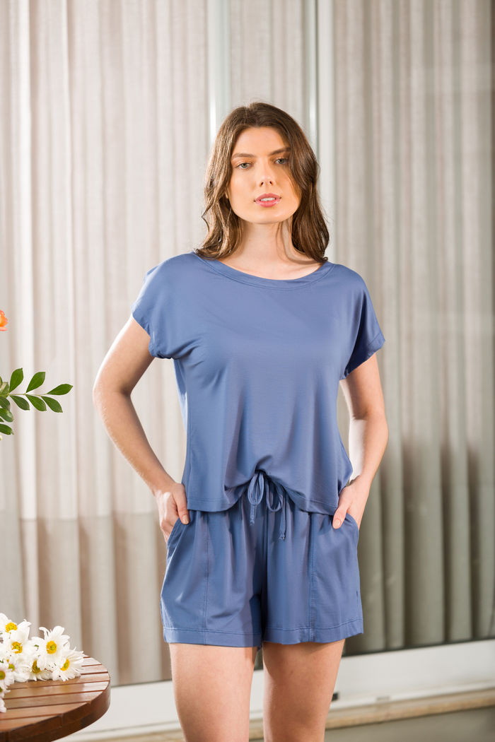 CONJUNTO BASIC MANGA CURTA MOLECOTTON AZUL