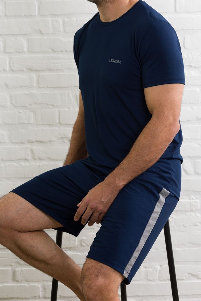 PIJAMA MASCULINO MANGA CURTA BASIC MARINHO