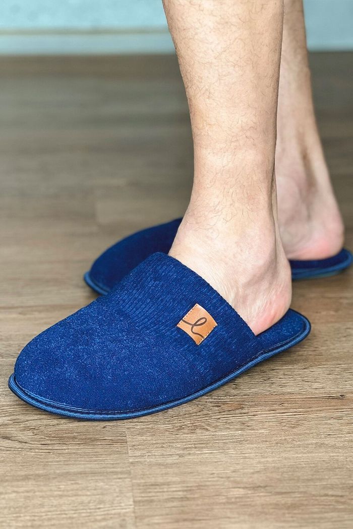 CHINELO PANTUFA AZUL MARINHO DETALHE EM RIBANNA