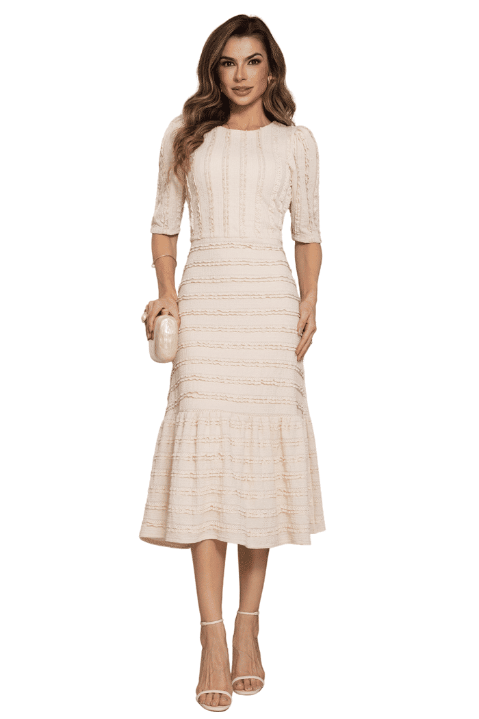 VESTIDO MALHA COM BABADINHOS - 14427