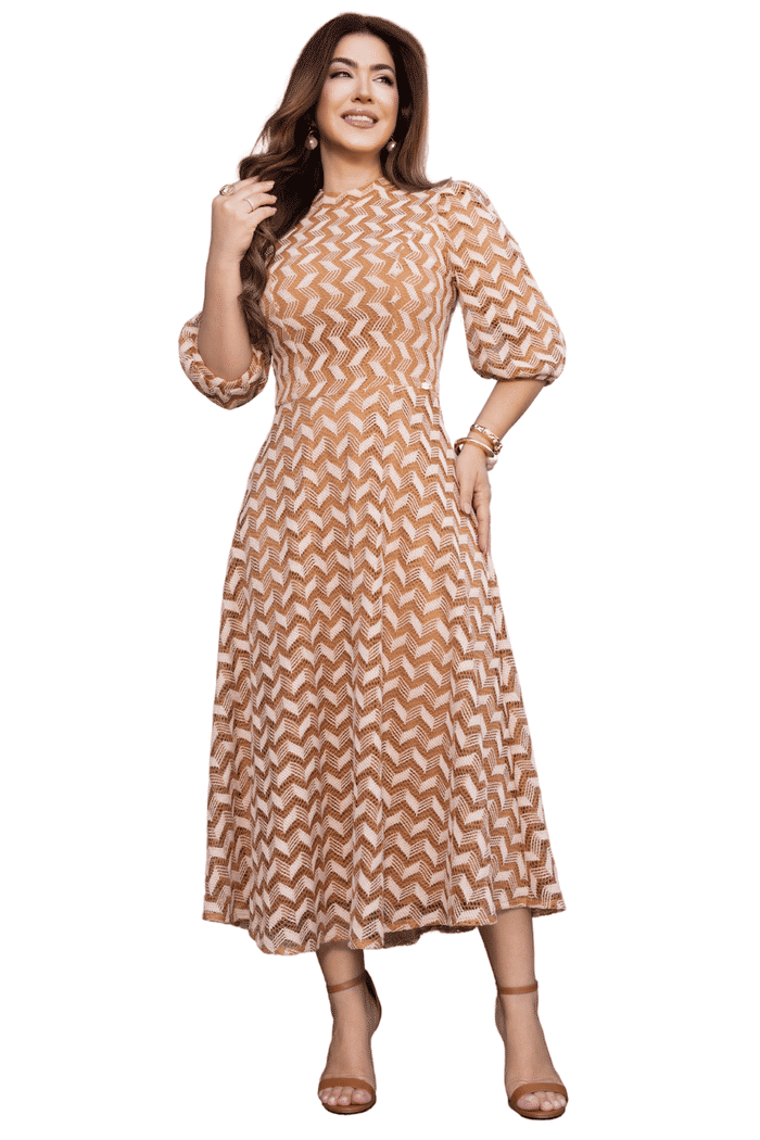 VESTIDO TELA CROCHET MULET E MANGA 3/4 - 14384