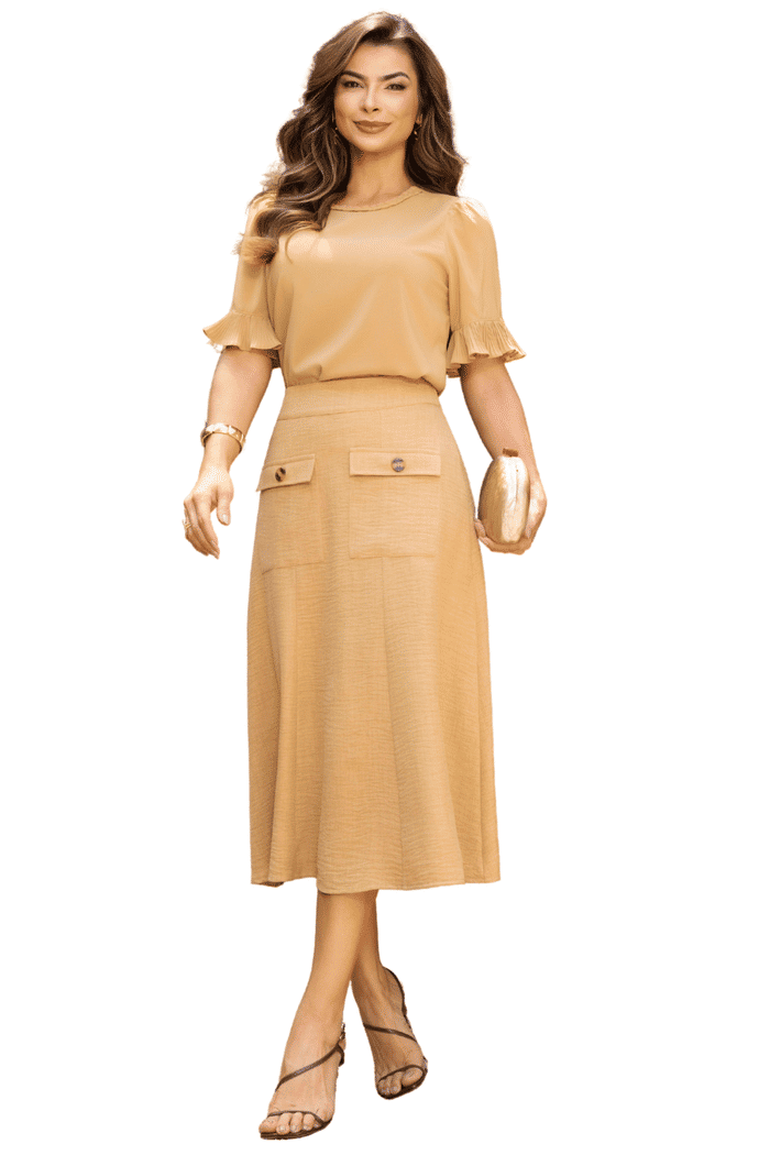 SAIA CREPE TEXTURIZADO COM LAPELA E BOTOES - 06205