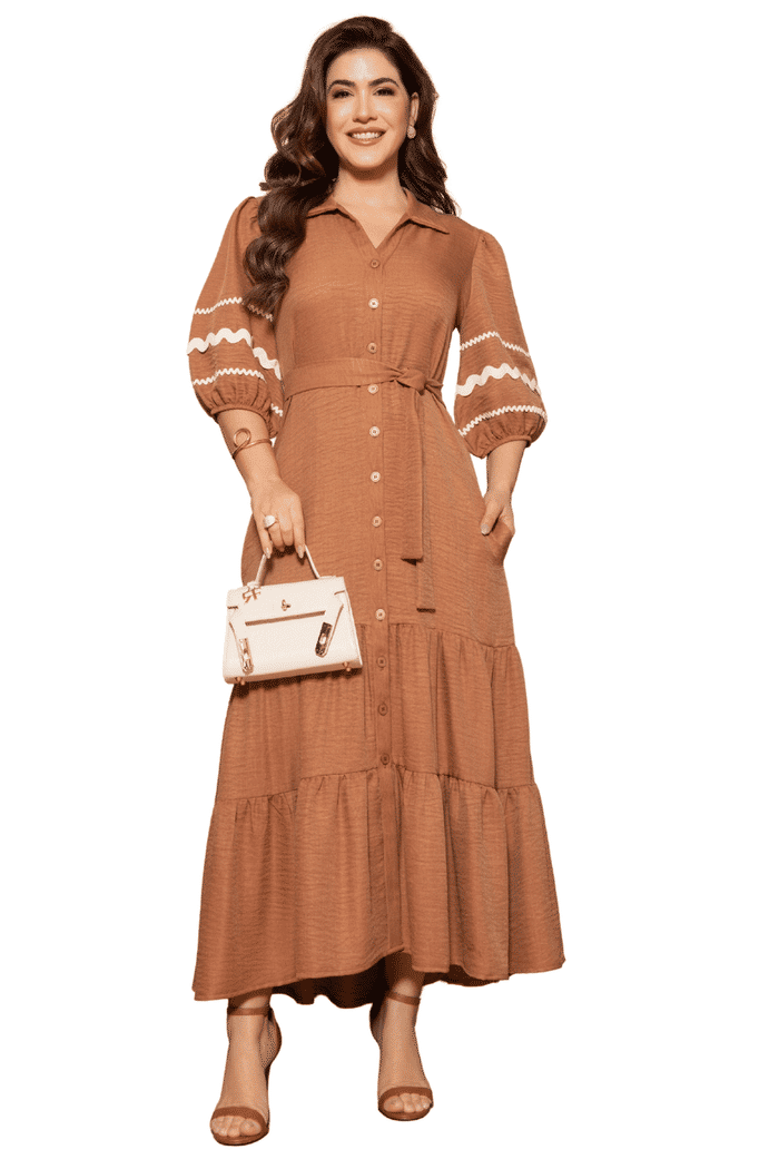 CHAMISE CREPE TEXTURIZADO COM SIANINHA NAS MANGAS - 14459