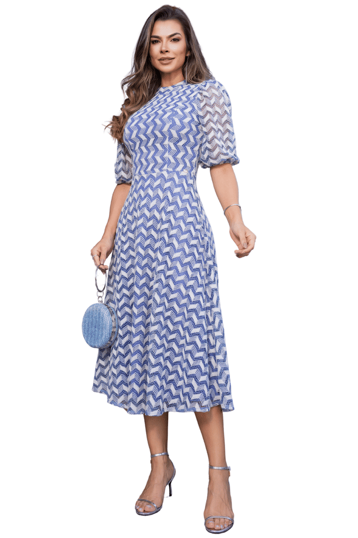 VESTIDO TELA CROCHET MULET E MANGA 3/4 - 14384