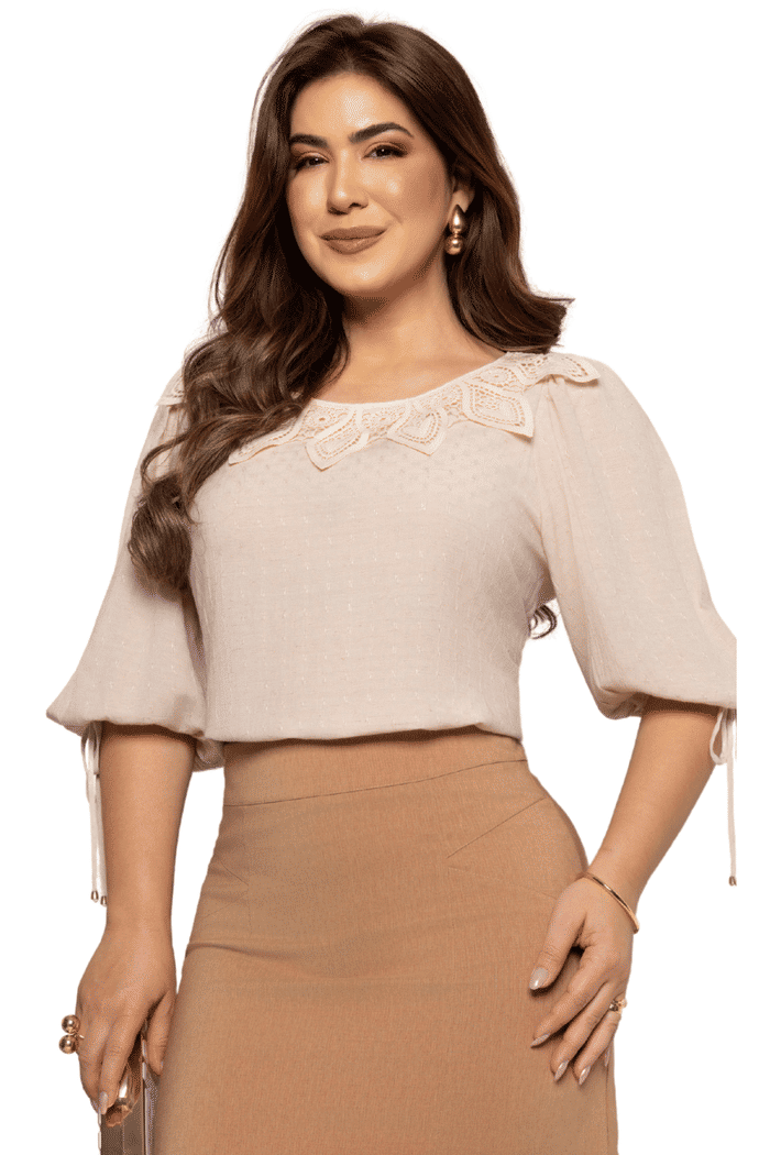 BLUSA RAYON LINEM COM MANGA 3/4 - 05786