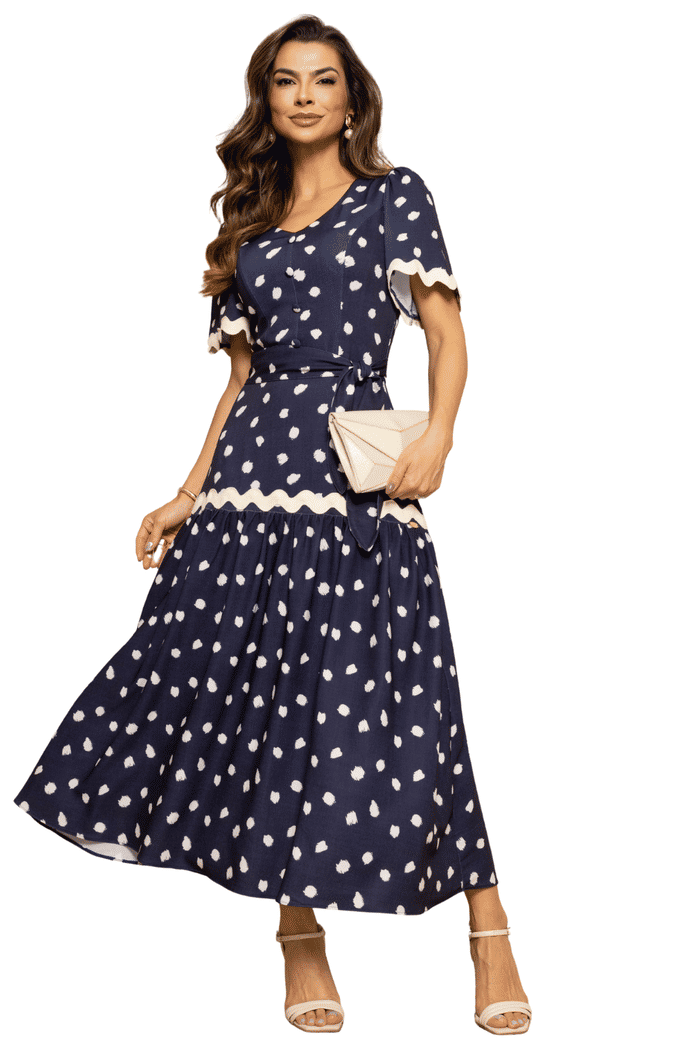 VESTIDO CREPE POA MAX MID COM SIANINHA E BOTOES ENCAPADOS - 14412