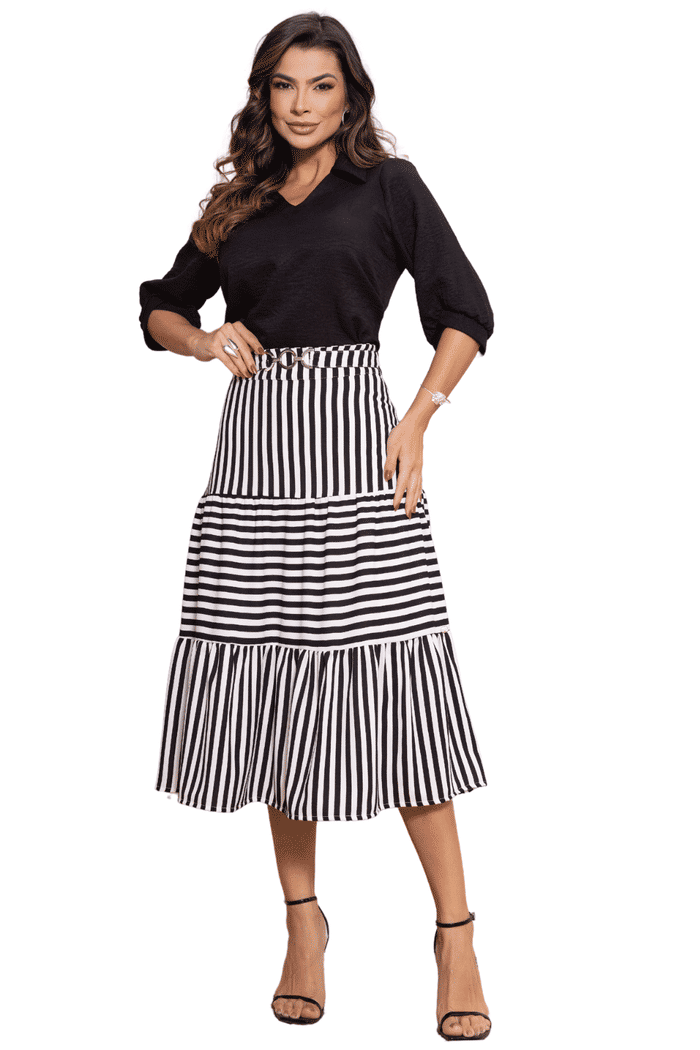 BLUSA CREPE TEXTURIZADO COM GOLA E MANGA 3/4 - 05797