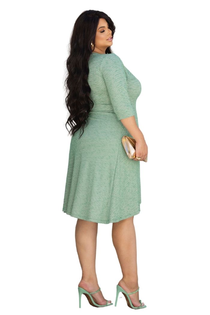 VESTIDO PLUS CANELADO LISTRADO - 13727