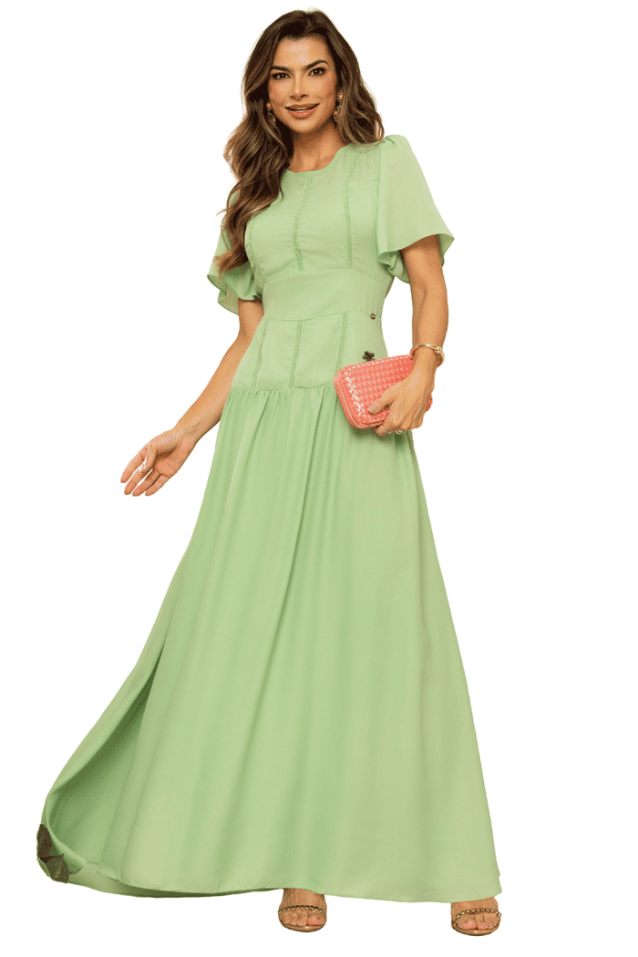 VESTIDO CREPE GGT COM PALA E GRIPIR - 14375