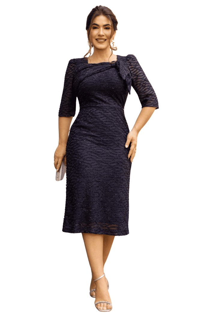 VESTIDO TULE LUREX COM LACO NO DECOTE - 14432