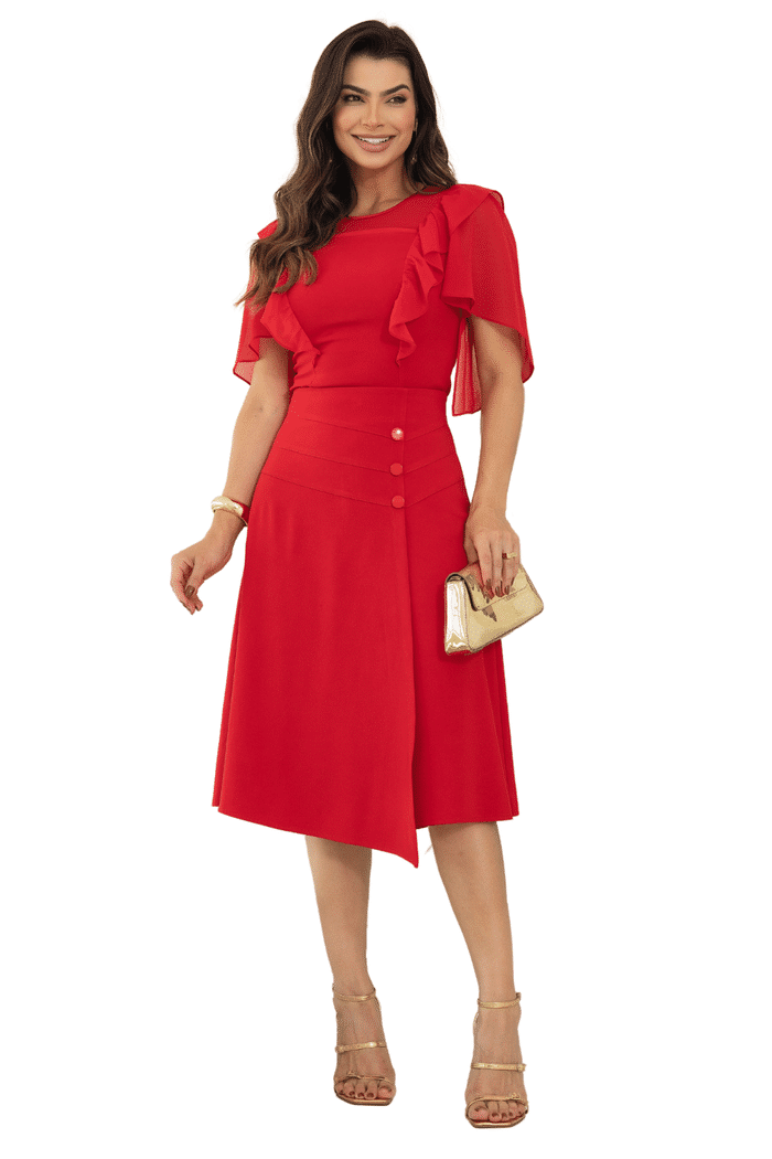 CONJUNTO PRADA BLUSA COM BABADINHO E  SAIA - 04546