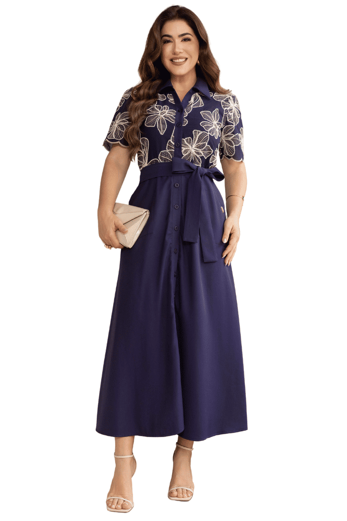 CHAMISE ALFAIATARIA COM BORDADO CORDONE E BOLSOS - 14391