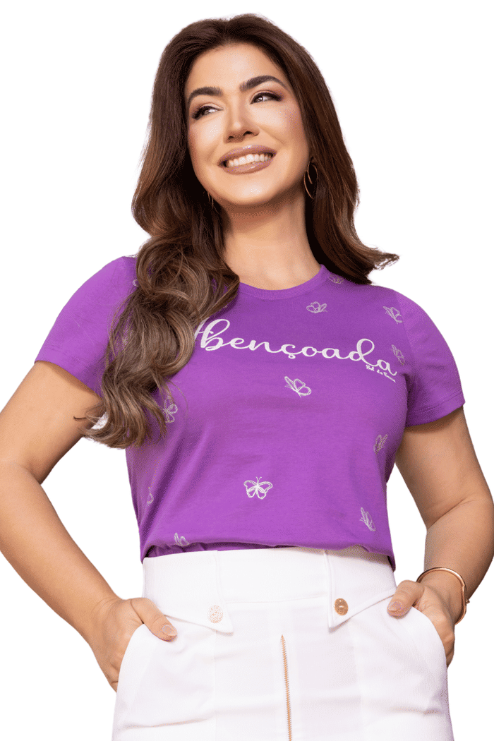 T-SHIRT 100% ALGODAO ABENCOADA COM BORBOLETAS - 05817
