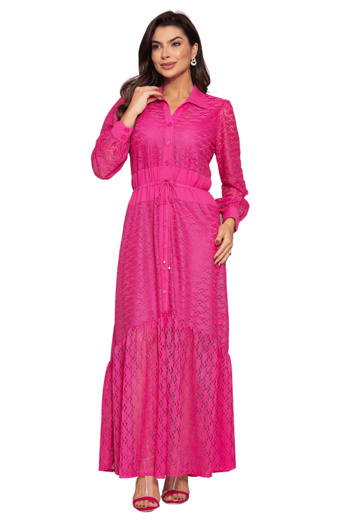 CHAMISE LONGO COM DETALHES EM VISCO FLAME - 13918