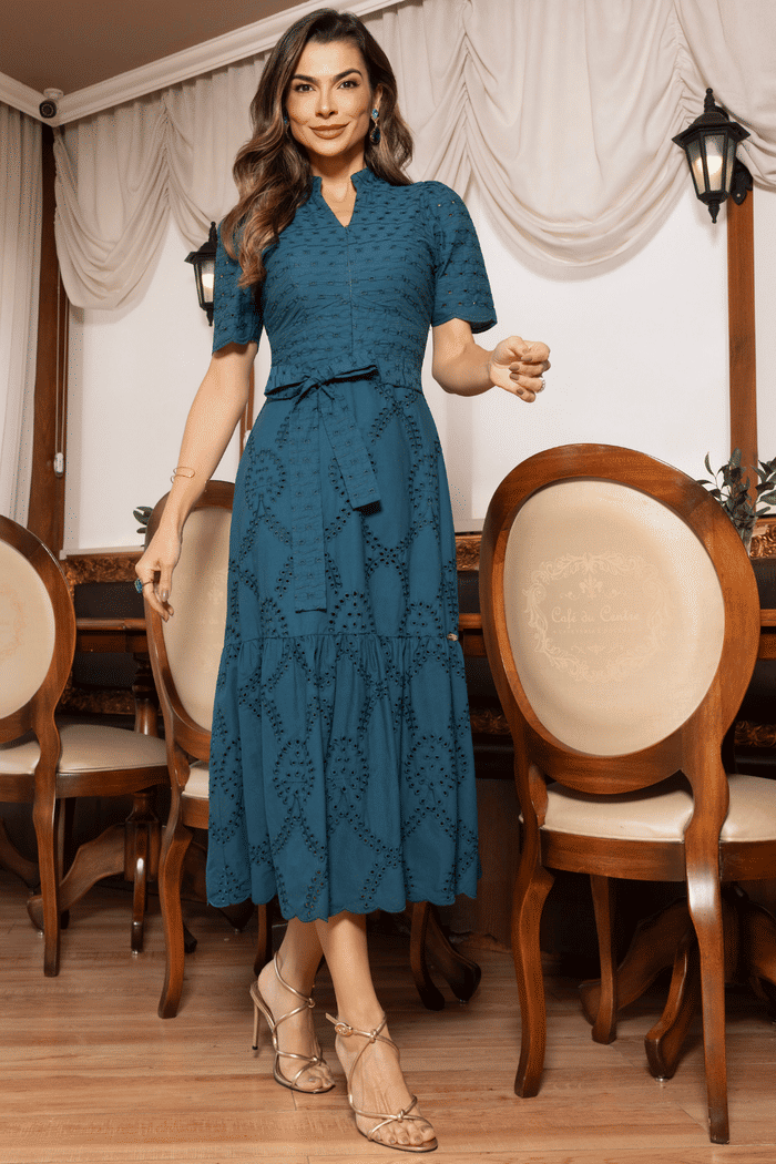 VESTIDO LAISE COMPOSE COM ZIPER FRONTAL E FAIXA - 14531