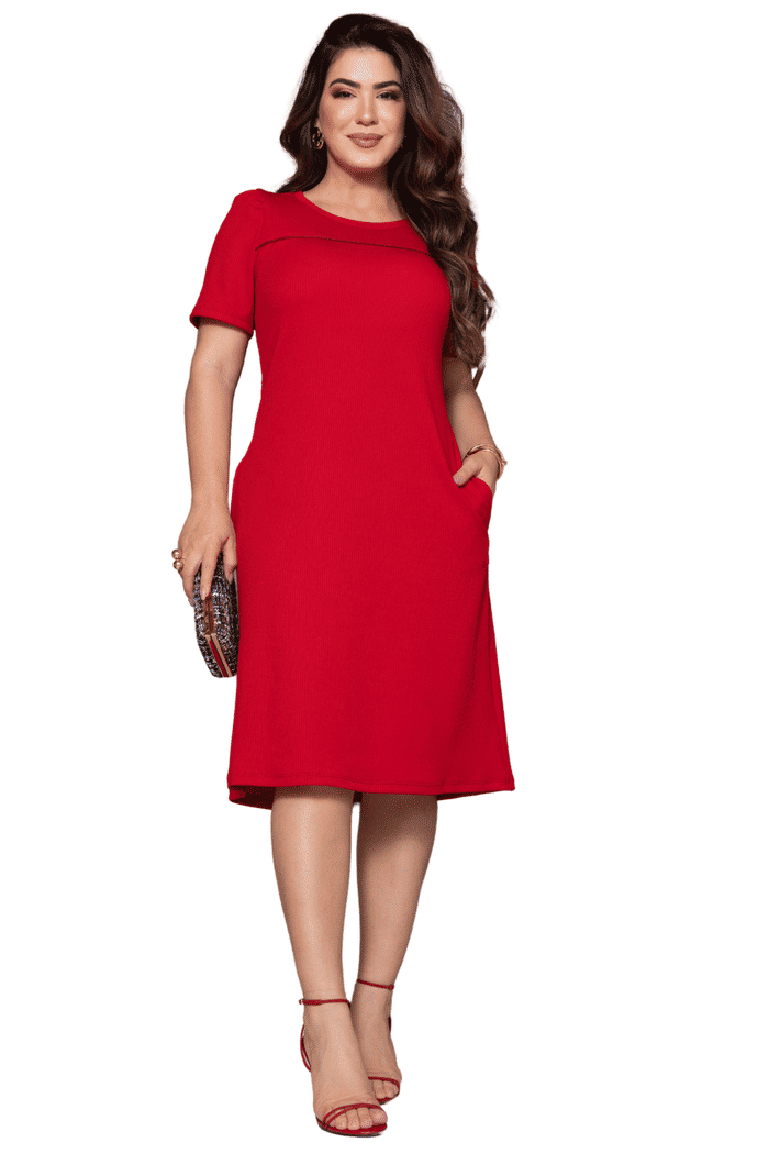 VESTIDO MALHA TEXTURIZADA COM VIVO - 14244