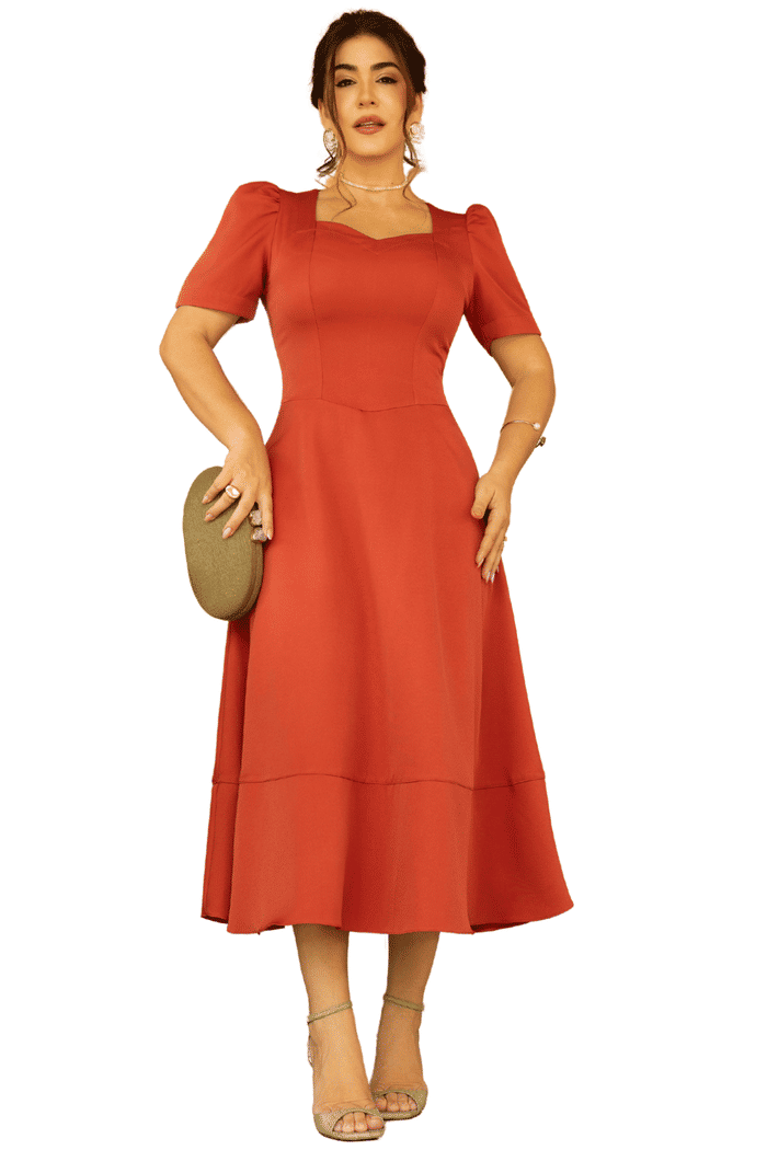 VESTIDO ALFAIATARIA COM RECORTES E MANGAS BUFANTES - 14275