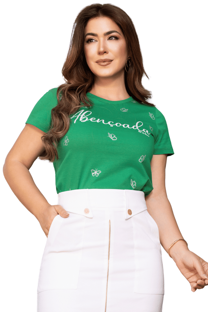T-SHIRT 100% ALGODAO ABENCOADA COM BORBOLETAS - 05817