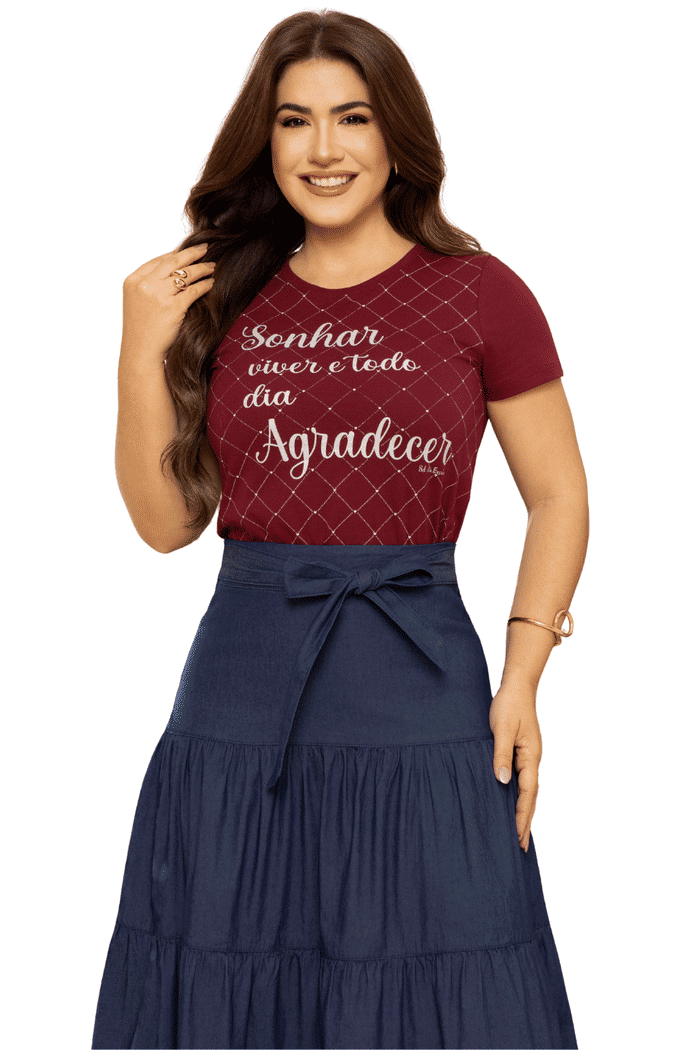T-SHIRT 100% ALGODAO SONHAR VIVER E TODO DIA AGRADECER - 05876