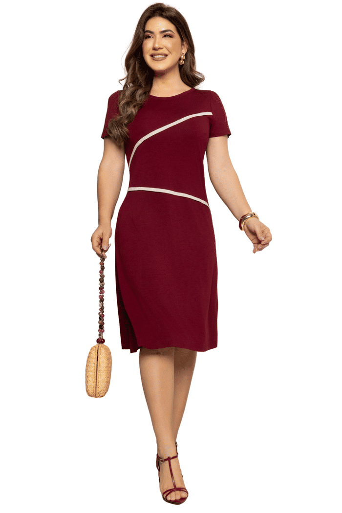 VESTIDO VISCO COM DECOTE NAS COSTAS E VIVO - 14260