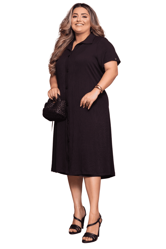 CHAMISE PLUS CANELADO COM GOLA - 14214