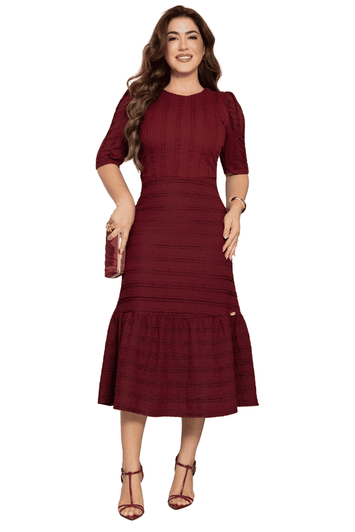 VESTIDO MALHA COM BABADINHOS - 14427