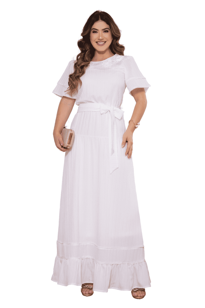 VESTIDO CREPE MARROCOS COM APLICACAO EM GRIPIR - 14057